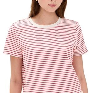 Free People Everyday Tee - Stripe ivory/red size M cotton Like New!